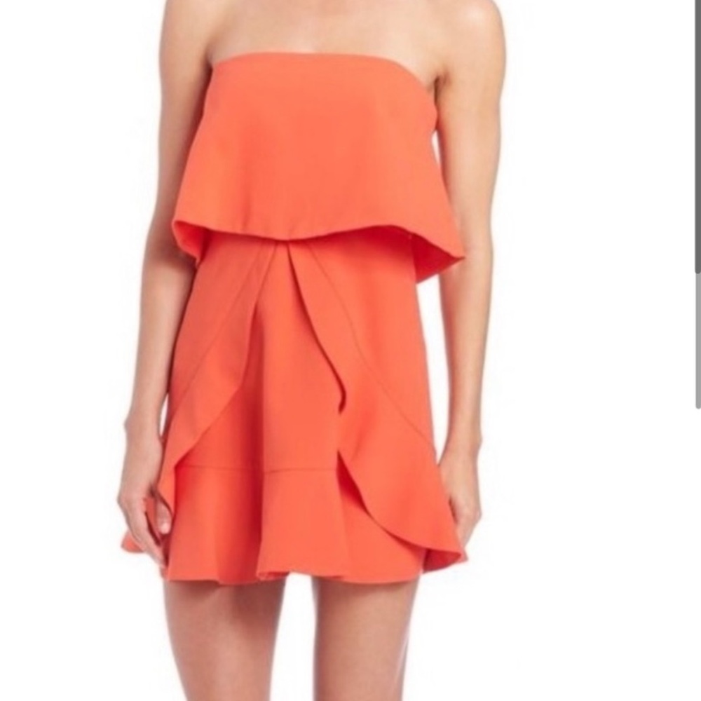 BCBG charlot strapless‎ ruffle dress